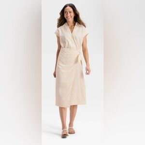 Universal Thread Cream Stripe Button Front Midi Dress | Size M | NWT